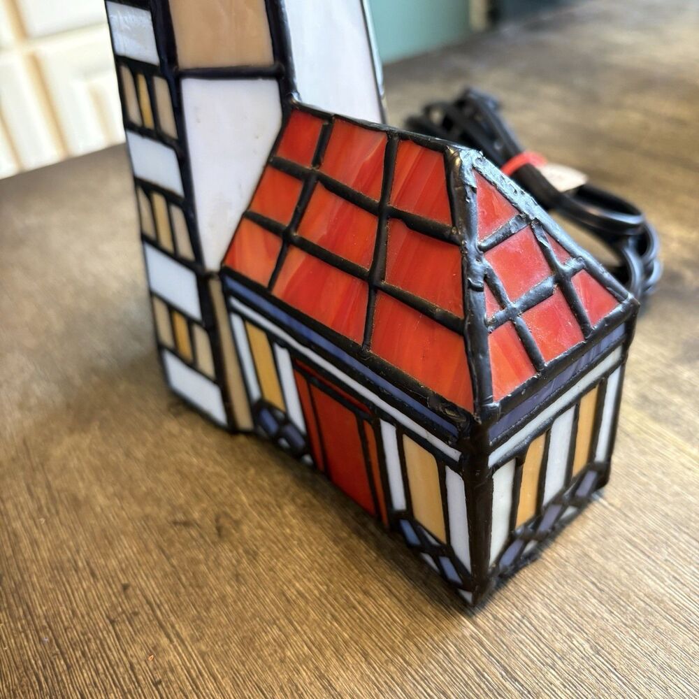 Tiffany Style Beacon Lighthouse Stained Glass Mosaic Table Lamp Night Light - Picture 2 of 4